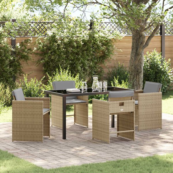 vidaXL Garten Essgruppe 5 pcs Beige Poly-Rattan