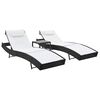 vidaXL Sonnenliegen 2 Stk. mit Tisch Poly Rattan und Textilene Schwarz