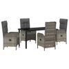 vidaXL Garten Essgruppe 5 stk. Grau Poly-Rattan