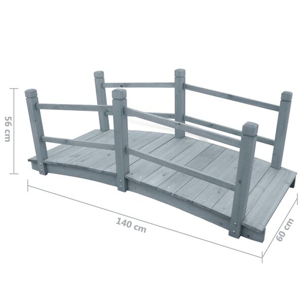 vidaXL Gartenbrücke Grau 140x60x56 cm Massivholz Tanne
