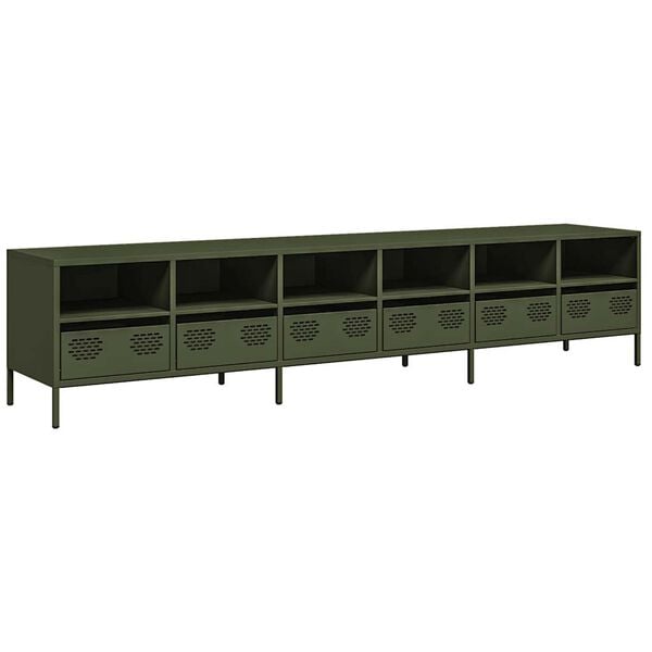 vidaXL TV-Schrank Olivgr&uuml;n 202x39x43,5 cm Kaltgewalzter Stahl