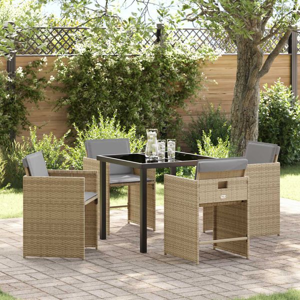 vidaXL Garten Essgruppe 5 pcs Beige Poly-Rattan