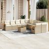 vidaXL 11-tlg. Garten-Sofagarnitur mit Kissen Beige Poly Rattan