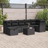 vidaXL 7-tlg. Garten-Sofagarnitur mit Kissen Schwarz Poly Rattan
