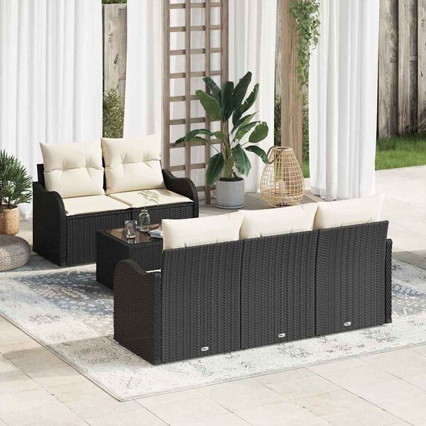 vidaXL Gartensofa-set Schwarz Poly-Rattan