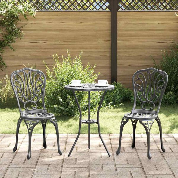 vidaXL Garten Bistro Set 3 pcs Schwarz Aluminium