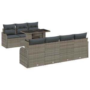 vidaXL Gartensofa-set mit Kissen 8 pcs Grau Poly-Rattan