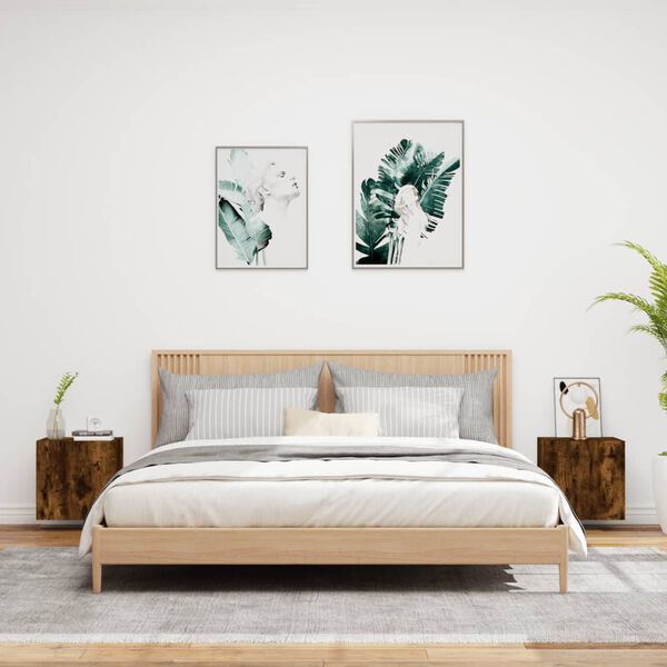 vidaXL TV-Wandschr&auml;nke 2 Stk. R&auml;uchereiche 40,5x30x40 cm Holzwerkstoff