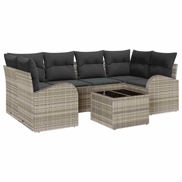 vidaXL Gartensofa-set Hellgrau 55 x 55 x 37 cm Poly-Rattan