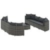 vidaXL 9-tlg. Garten-Sofagarnitur mit Kissen Grau Poly Rattan