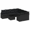 vidaXL Sofa Set mit Kissen mit Kissen 9 pcs Schwarz Poly-Rattan