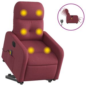 vidaXL Elektrischer Massagesessel mit Aufstehhilfe Weinrot Stoff