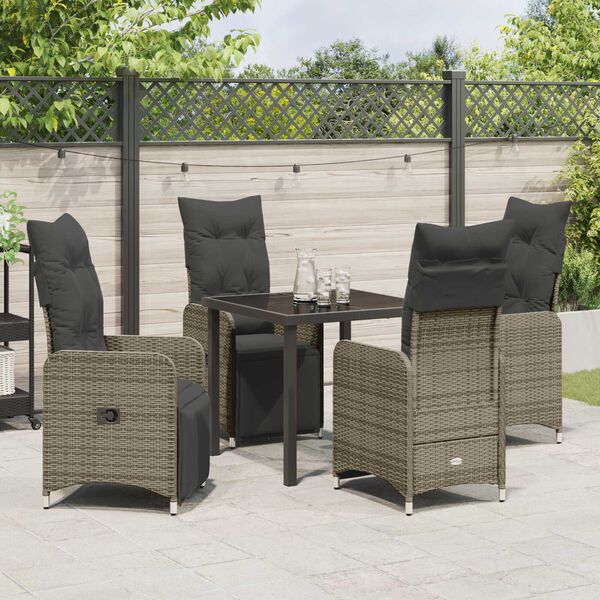 vidaXL Garten Essgruppe mit Kissen 5 pcs Beige Poly-Rattan