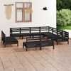 vidaXL 11-tlg. Garten-Lounge-Set Massivholz Kiefer Schwarz