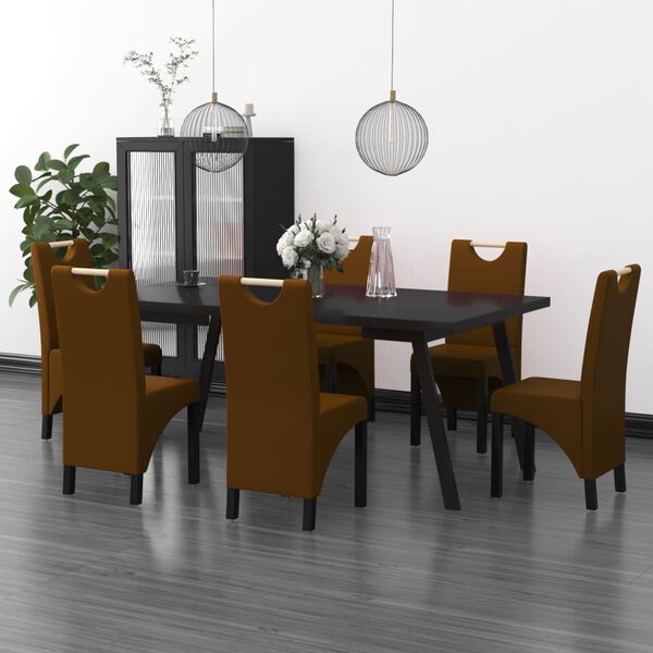 vidaXL Esszimmerst&uuml;hle 6 Stk. Braun Kunstleder