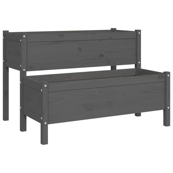 vidaXL Pflanzk&uuml;bel Grau 110x84x75 cm Massivholz Kiefer