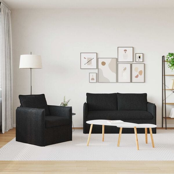 vidaXL Sofa 2 pcs Schwarz