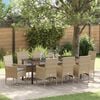 vidaXL Garten Essgruppe mit Kissen 9 pcs Beige Poly-Rattan
