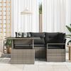 vidaXL Gartensofa-set mit Kissen mit Speicher 5 pcs Grau Poly Rattan