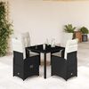 vidaXL 5-tlg. Garten-Bistro-Set mit Kissen Schwarz Poly Rattan