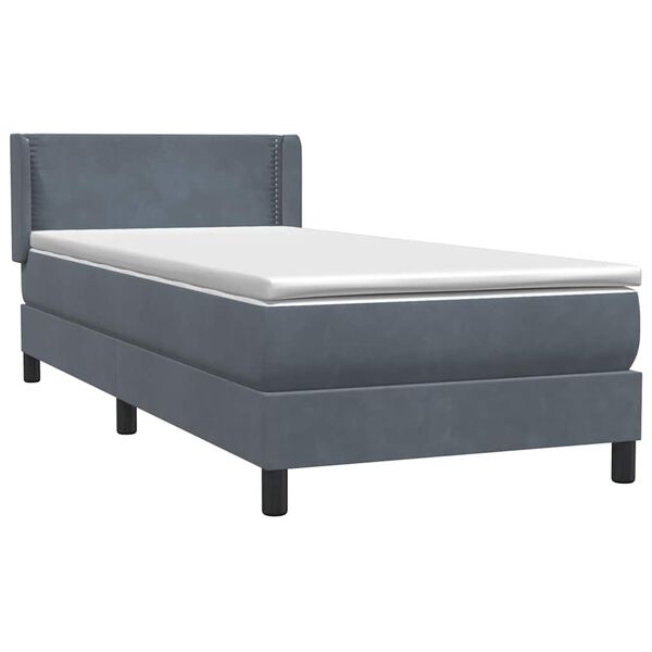 vidaXL Boxspringbett mit Matratze Dunkelgrau 90x220 cm Samt