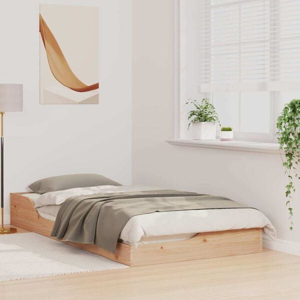 vidaXL Bettrahmen Braun 90 x 190 cm Massives Kiefernholz