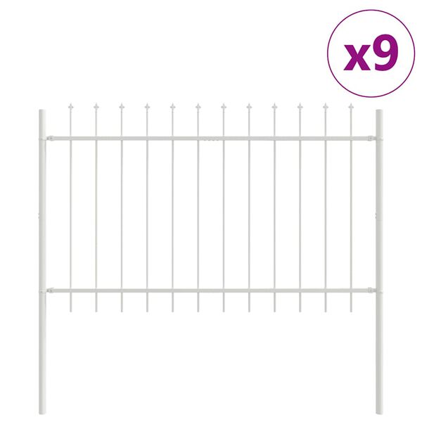 vidaXL Gartenzaun Weiß 15.3 x 0.8 m Pulverbeschichteter Stahl
