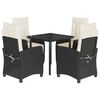 vidaXL 5-tlg. Garten-Essgruppe mit Kissen Schwarz Poly Rattan