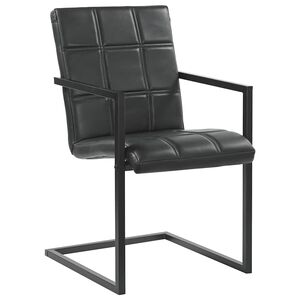 vidaXL Freischwinger 2 Stk. Schwarz Echtleder