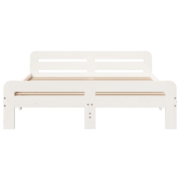vidaXL Massivholzbett ohne Matratze Wei&szlig; 150x200 cm Kiefernholz