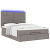 vidaXL Ottoman-Bett mit Matratze & LEDs Taupe 140x190 cm Stoff
