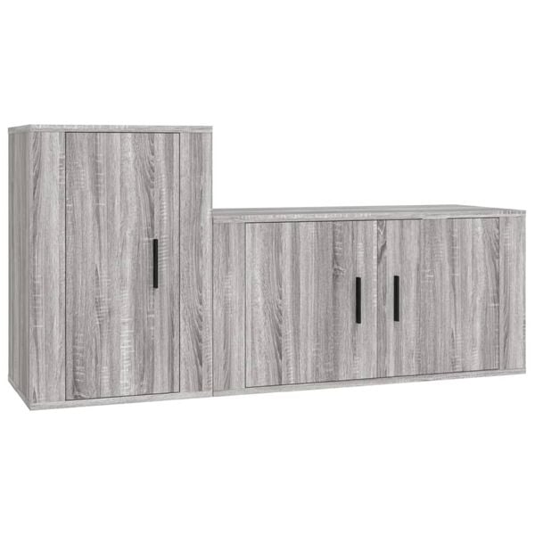 vidaXL 2-tlg. TV-Schrank-Set Grau Sonoma Holzwerkstoff