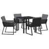 vidaXL Garten Essgruppe 5 Stk. Schwarz Pulverbeschichteter Stahl