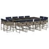 vidaXL 13-teiliges Garten-Ess-Set mit Kissen, grau, Polyrattan