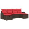 vidaXL Sofa Set 6 Stk. 6-Sitzanzahl Braun und Rot Poly-Rattan
