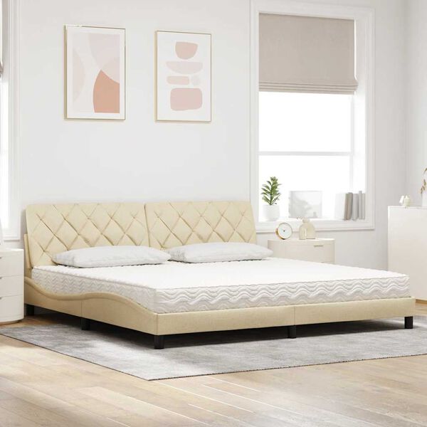 vidaXL Bett mit Matratze Creme 200x200 cm Stoff