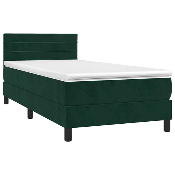 vidaXL Boxspringbett mit Matratze Dunkelgr&uuml;n 100x200 cm Samt