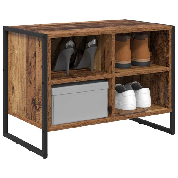 vidaXL Schuhschrank mit Speicher Altholz 60 x 35 x 44 cm Holzwerkstoff