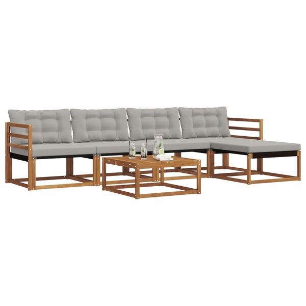 vidaXL Outdoor-Sofagarnitur mit Kissen 6 pcs Nat&uuml;rlich und Hellgrau
