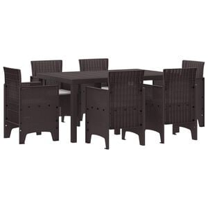 vidaXL Garten Essgruppe 7 pcs Braun Polt Rattan