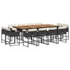 vidaXL 13-tlg. Garten-Essgruppe mit Kissen Schwarz Poly Rattan