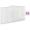 vidaXL Gabionen mit Hochbogen 2 Stk. 400x50x220/240cm Verzinktes Eisen
