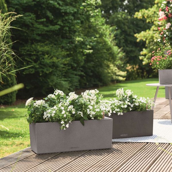 LECHUZA Blumenkasten BALCONERA Stone 50 ALL-IN-ONE Schwarz
