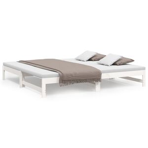 vidaXL Tagesbett Ausziehbar Wei&szlig; 2x(80x200) cm Massivholz Kiefer
