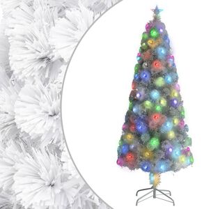 vidaXL K&uuml;nstlicher Weihnachtsbaum mit Beleuchtung Wei&szlig; 240cm Glasfaser