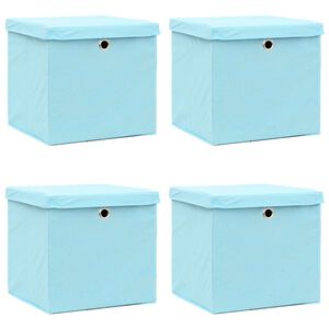 vidaXL Aufbewahrungsboxen mit Deckeln 4 Stk. Babyblau 32x32x32cm Stoff