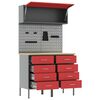 vidaXL Arbeitsschrankset mit Schubladen mit Regal 5 pcs Rot