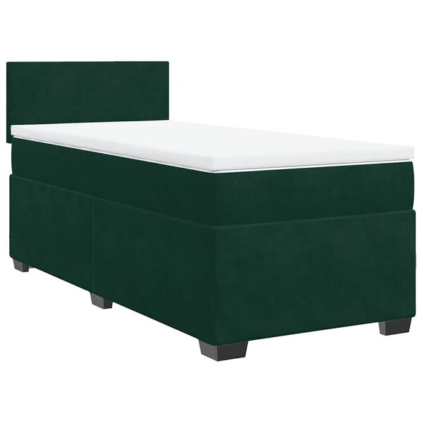 vidaXL Boxspringbett mit Matratze Dunkelgr&uuml;n 90x190 cm Samt