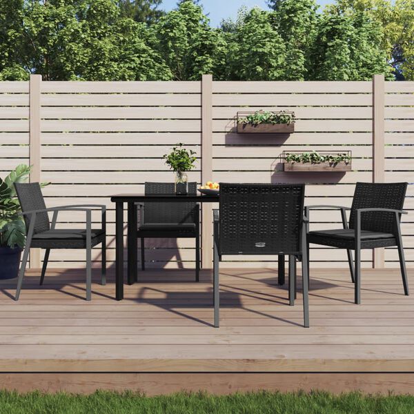 vidaXL 5-tlg. Garten-Essgruppe mit Kissen Poly Rattan und Stahl