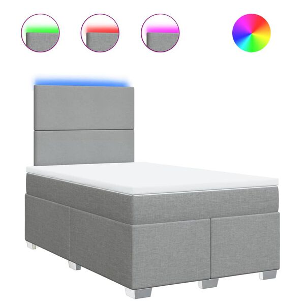 vidaXL Boxspringbett mit Matratze Hellgrau 120x190 cm Stoff
